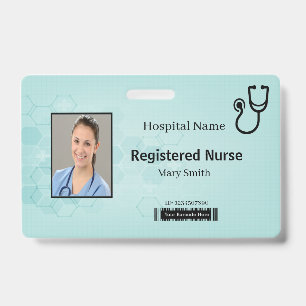 Tarjeta De Identificación Estetoscopio Médico Hexágono Foto ID