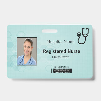Tarjeta De Identificación Estetoscopio Médico Hexágono Foto ID