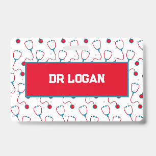 Tarjeta De Identificación Estetoscopio personalizado con nombre de médico re