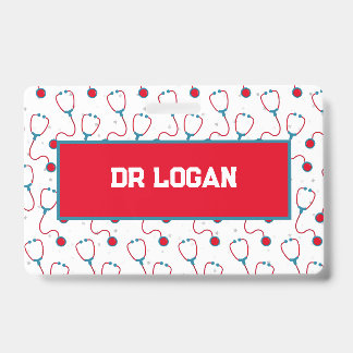 Tarjeta De Identificación Estetoscopio personalizado con nombre de médico re