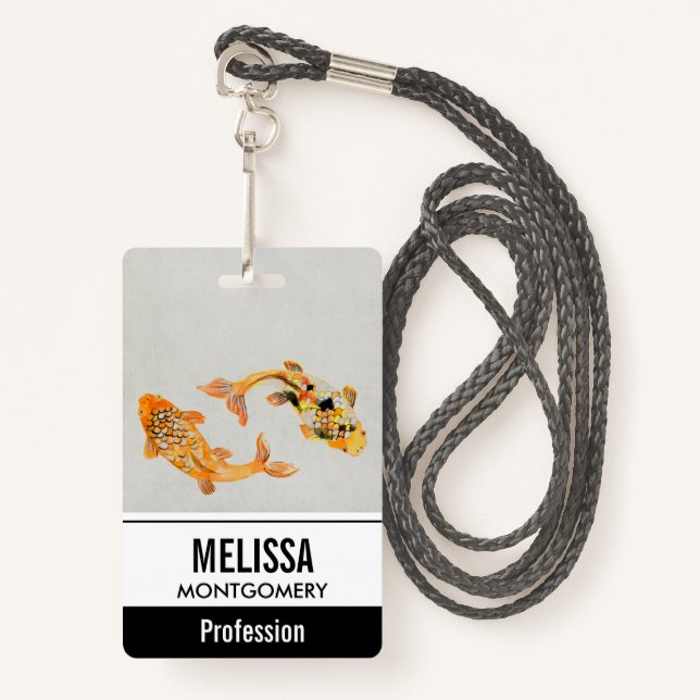 Tarjeta De Identificación Estiloso Koi Fish (Anverso son cordón)