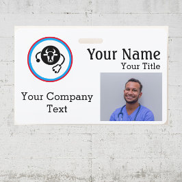 Tarjeta De Identificación Etiqueta con vaca veterinaria, texto FOTO ID