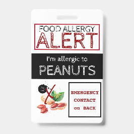 Tarjeta De Identificación Etiqueta de alerta de alergia a alimentos de cacah