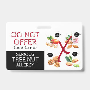 Tarjeta De Identificación Etiqueta de Alerta de Alergia Alimentaria a Frutos