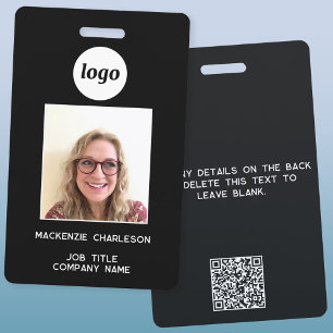 Tarjeta De Identificación Etiqueta de identificación QR Code con foto de log