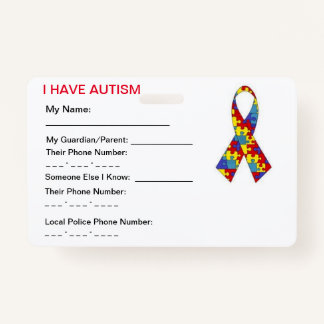 Tarjeta De Identificación Etiqueta de la identificación del autismo