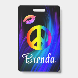 Tarjeta De Identificación Etiqueta de labios de paz