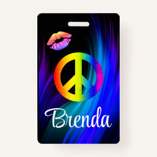 Tarjeta De Identificación Etiqueta de labios de paz