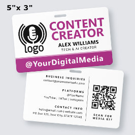 Tarjeta De Identificación Etiqueta de logotipo de identificación de medios d