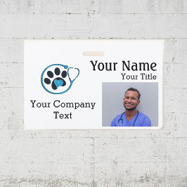 Tarjeta De Identificación Etiqueta de nombre con logotipo veterinario Texto