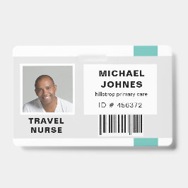 Tarjeta De Identificación etiqueta de nombre de foto de código de barras de 