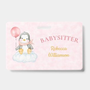 Tarjeta De Identificación Etiqueta de nombre de negocio de pingüino lindo de