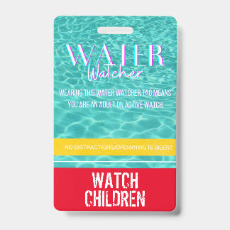 Tarjeta De Identificación Etiqueta de Vigilante de Agua para Piscinas/Playa/
