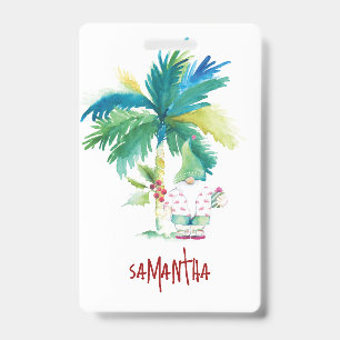 Tarjeta De Identificación Etiquetas de Navidad para Playa Tropical