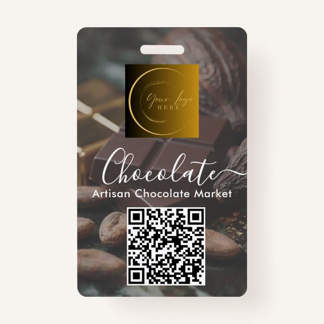 Tarjeta De Identificación Event Staff Photo Qr Code Logo Chocolate Festival (Reverso)