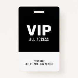 Tarjeta De Identificación Evento blanco y negro VIP de todos los eventos Acc