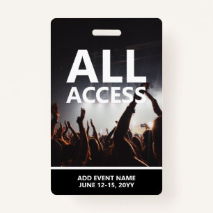 Tarjeta De Identificación Evento Concert All Access Pass Personalized Badge