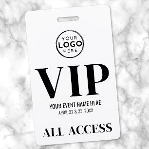 Tarjeta De Identificación Evento de Acceso Total VIP Logo