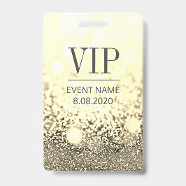 Tarjeta De Identificación Evento de acceso VIP Elegante Purpurina de Oro Bla