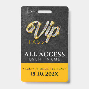 Tarjeta De Identificación Evento de Acceso VIP Exclusivo