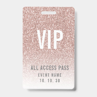 Tarjeta De Identificación Evento de Acceso VIP Femenino Rosa Brillante Niña