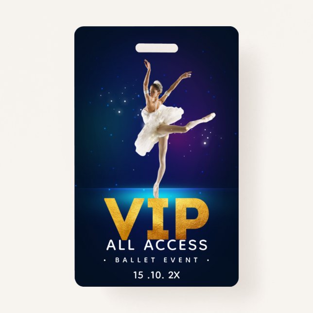 Tarjeta De Identificación Evento de ballet pase VIP de acceso completo (Anverso)