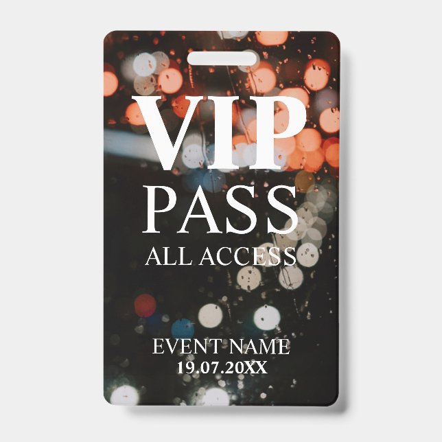 Tarjeta De Identificación Evento de código QR VIP personalizado bokeh (Parte frontal)