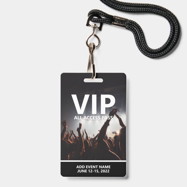 Tarjeta De Identificación Evento de Concierto de pase de acceso completo VIP (Parte frontal con cordón)