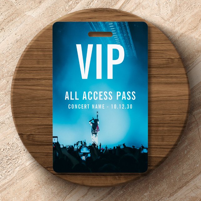 Tarjeta De Identificación Evento de Concierto de pase de acceso completo VIP (FRONT OF BADGE)