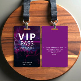 Tarjeta De Identificación Evento de Concierto VIP de Acceso Total Personaliz