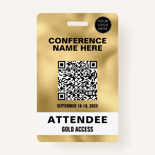 Tarjeta De Identificación Evento de conferencia de código QR de Relieve meta (Anverso)