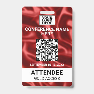 Tarjeta De Identificación Evento de Conferencia de Feria Comercial Red Satin
