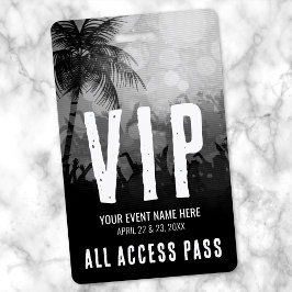 Tarjeta De Identificación Evento de Festival VIP en Blanco y Negro