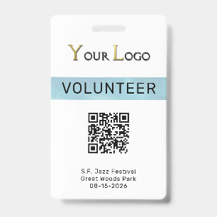 Tarjeta De Identificación Evento de Logotipo y Código QR Simple