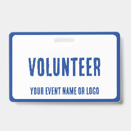 Tarjeta De Identificación evento de voluntariado moderno simple azul blanco