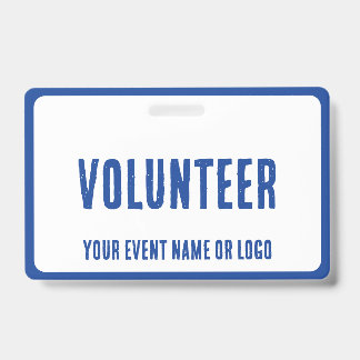 Tarjeta De Identificación evento de voluntariado moderno simple azul blanco