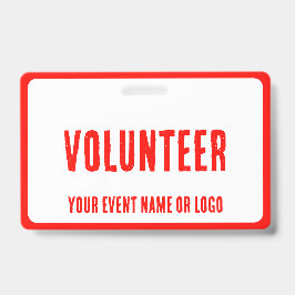 Tarjeta De Identificación evento de voluntariado moderno simple rojo blanco