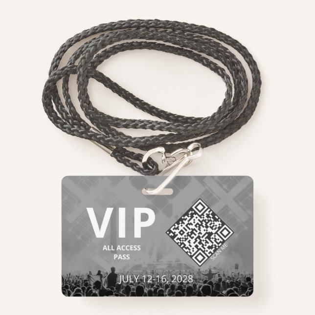 Tarjeta De Identificación Evento horizontal de código QR de acceso para VIP (Anverso son cordón)
