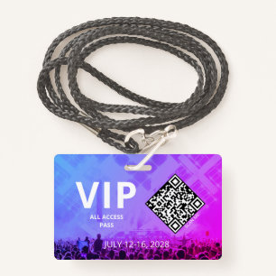Tarjeta De Identificación Evento horizontal de código QR de acceso VIP