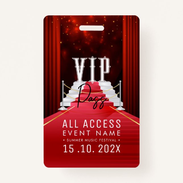 Tarjeta De Identificación Evento VIP All Access (Anverso)