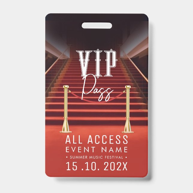 Tarjeta De Identificación Evento VIP All Access (Anverso)