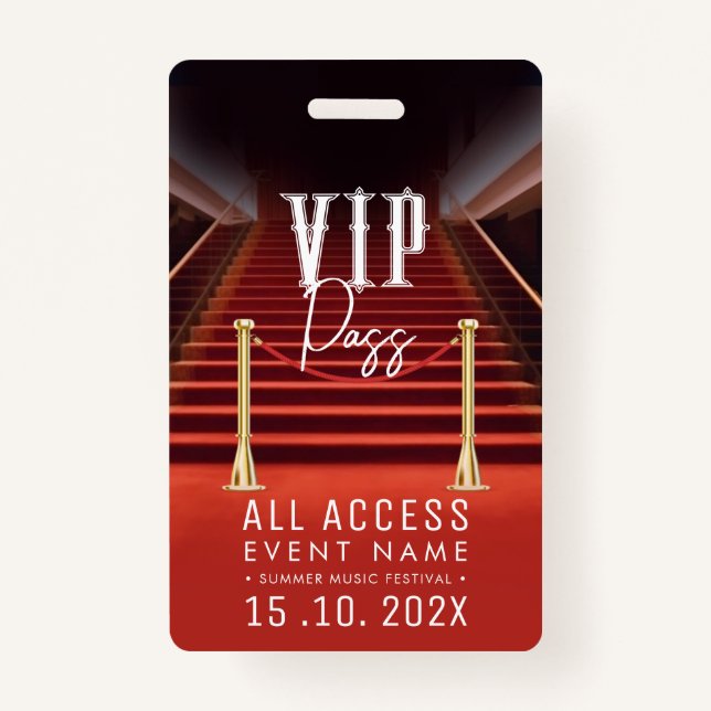 Tarjeta De Identificación Evento VIP All Access (Anverso)