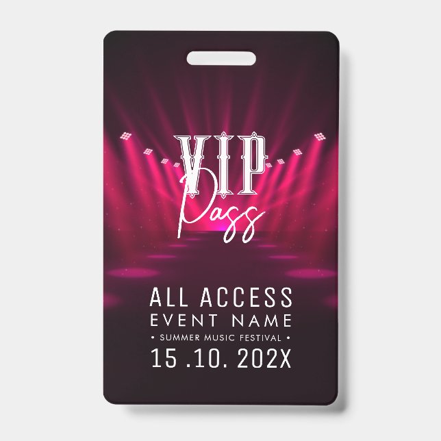 Tarjeta De Identificación Evento VIP All Access (Anverso)