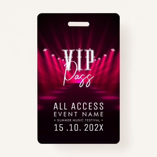 Tarjeta De Identificación Evento VIP All Access (Anverso)