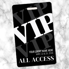 Tarjeta De Identificación Evento VIP Black de Acceso Total