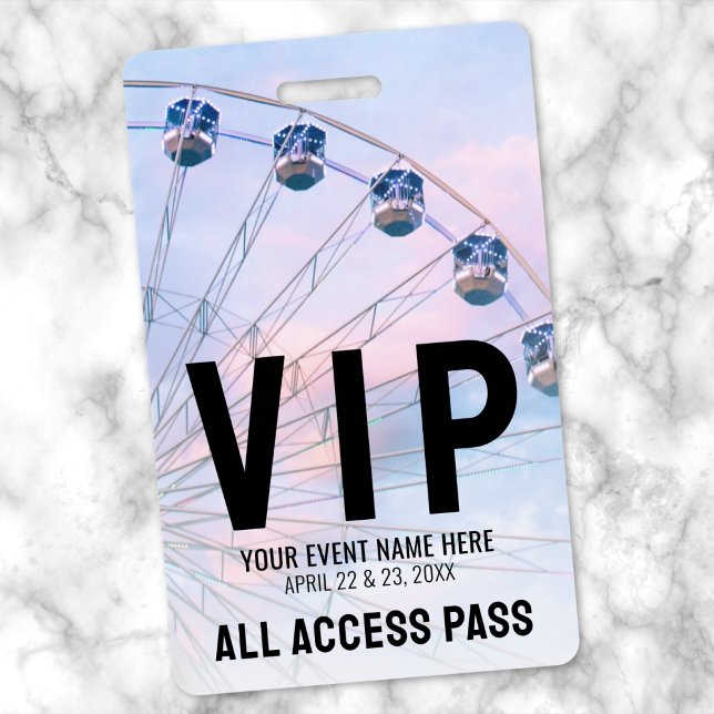 Tarjeta De Identificación Evento VIP de Acceso Total (All Access Event VIP Badge)