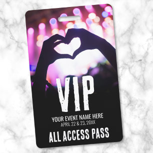 Tarjeta De Identificación Evento VIP de Acceso Total Pink Black