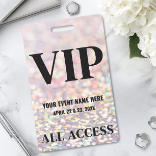 Tarjeta De Identificación Evento VIP de Brillo Holográfico