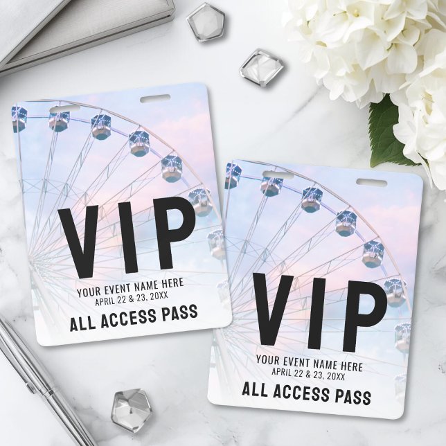 Tarjeta De Identificación Evento VIP de Todo Acceso (All Access Event VIP Badge)