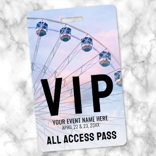 Tarjeta De Identificación Evento VIP de Todo Acceso
